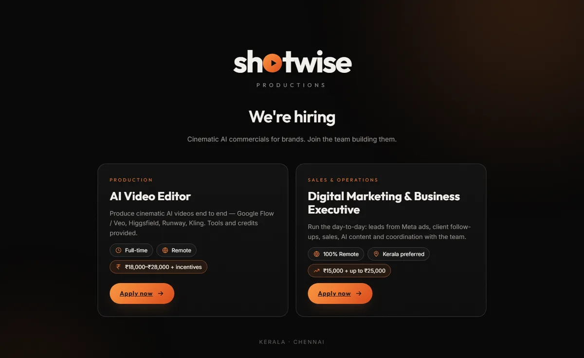Shotwise careers site